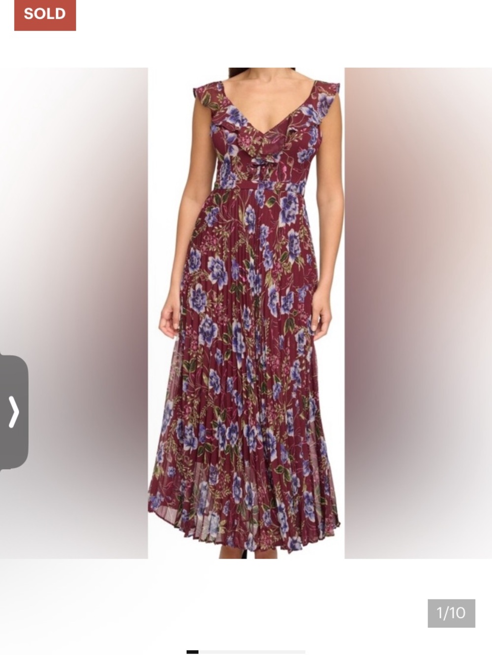 GUESS Floral-Print Pleated Ruffled Maxi Dress